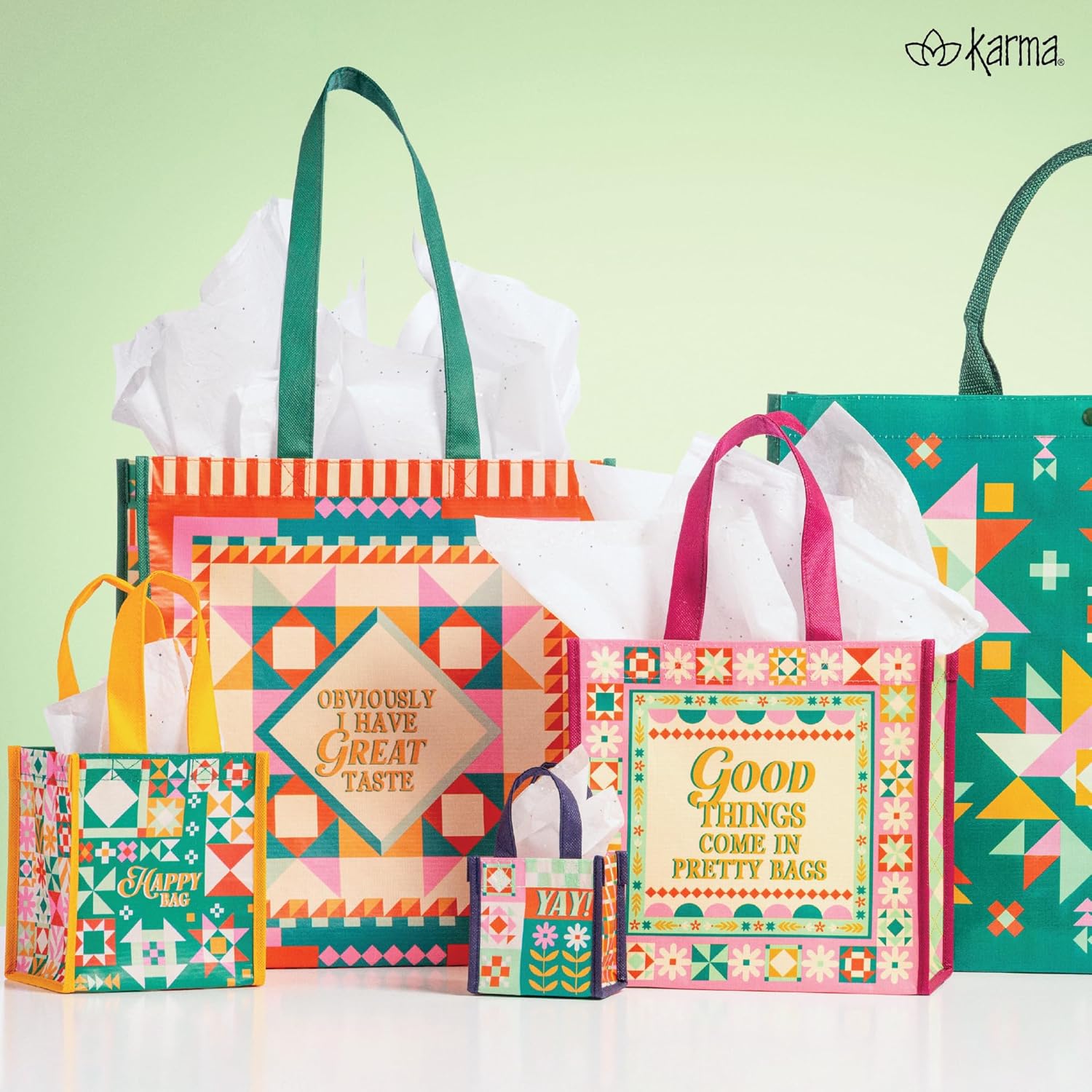 Karma Reusable Medium Gift Bags - Tote Bag and Gift Bag with Handles - Perfect for Birthday Gifts and Party Bags RPET 1 Tiger Medium - Image 3
